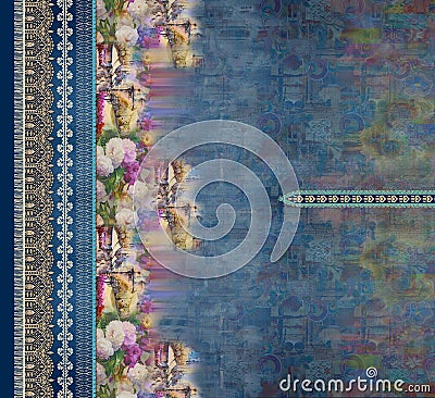 Suit kurti digital design motif illustrator color wallpaper Stock Photo