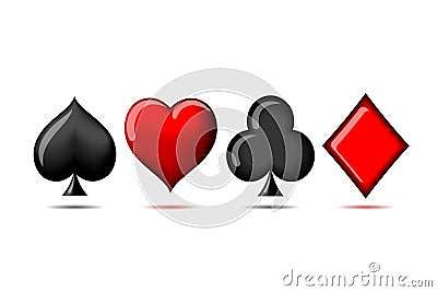 3d Suit of playing cards. Vector Illustration