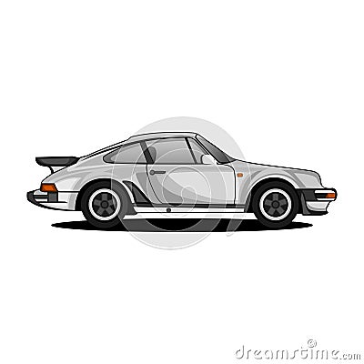 grey retro 1977 porsche turbo Vector Illustration