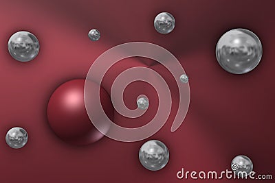 Silver balls in space. Stock Photo