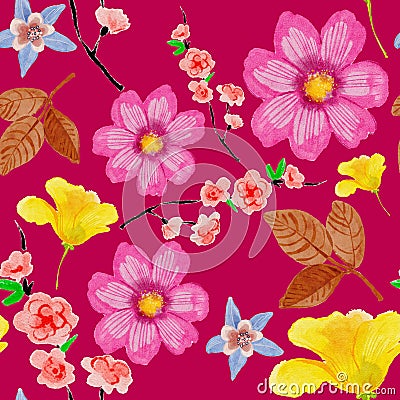 Aquarelle wild flower for background, texture, wrapper pattern, frame or border. Stock Photo