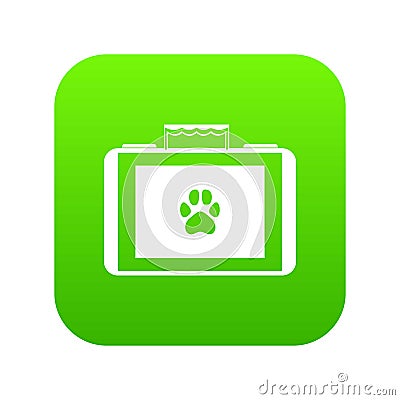 Suitcase for animals icon digital green Vector Illustration