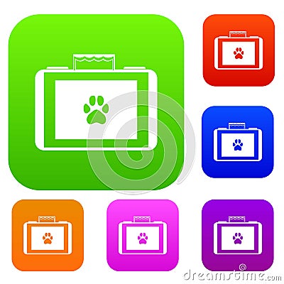 Suitcase for animals set collection Vector Illustration