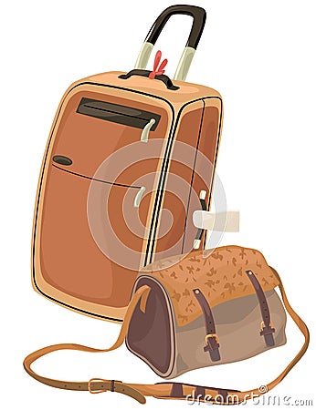 Suitcase and Bag Vector Illustration