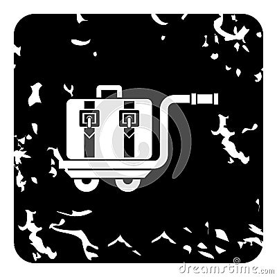 Suitcase on a cart icon, grunge style Vector Illustration