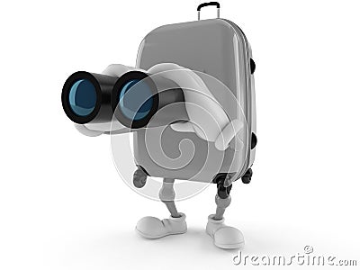 Suitcase character looking through binoculars Stock Photo