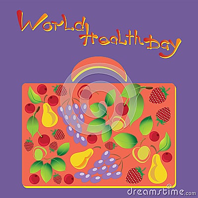 Suitcase health. Vitamins. Vector Illustration