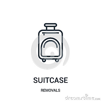 suitcase icon vector from removals collection. Thin line suitcase outline icon vector illustration. Linear symbol for use on web Vector Illustration