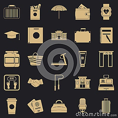 Suitcase icons set, simple style Vector Illustration
