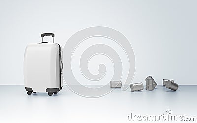 Suitcase with jars, honeymoon concept Cartoon Illustration