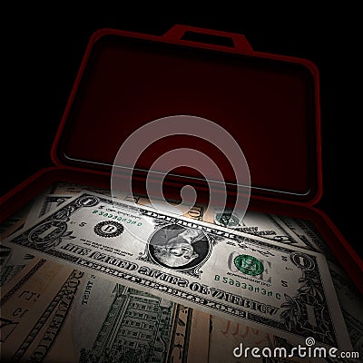 Suitcase of money Stock Photo