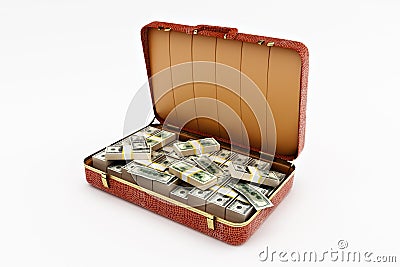 Suitcase with money Stock Photo