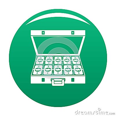 Suitcase money icon vector green Vector Illustration