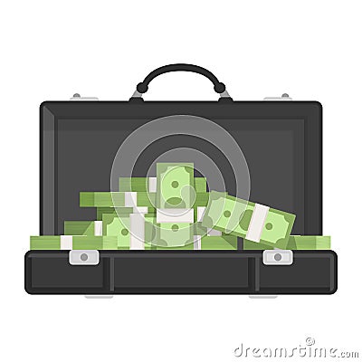 Suitcase with money Vector Illustration