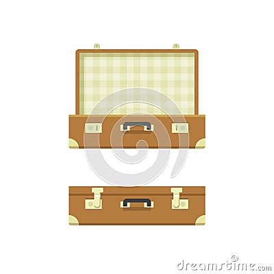 Suitcase open and closed vector illustration isolated on white background Vector Illustration