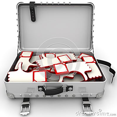 Suitcase with reviews Stock Photo