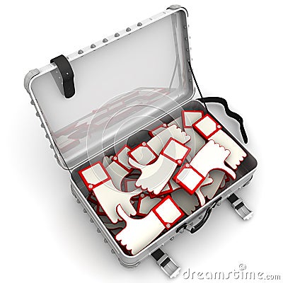 Suitcase with reviews Stock Photo