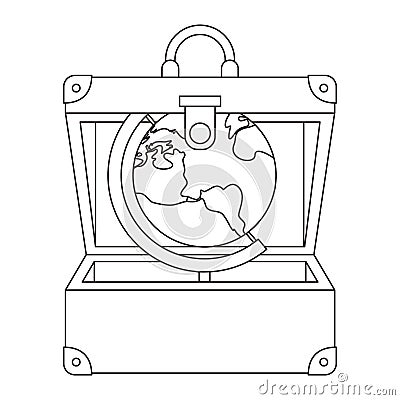 Suitcase travel open with world planet Vector Illustration