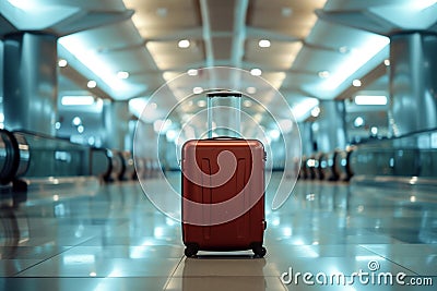 Suitcase for travel, valise, luggage bags, runway and airport terminal Stock Photo