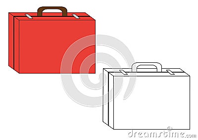 Suitcase valise colorful and in black and white colors, colori Vector Illustration