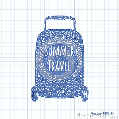 A suitcase on wheels, a summer trip Vector Illustration