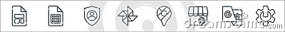 Suite line icons. linear set. quality vector line set such as admin, , maps, photos, sheets Vector Illustration