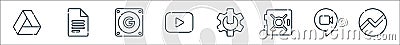 suite line icons. linear set. quality vector line set such as work, hangout, vault, admin, , docs Vector Illustration