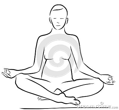 Sukhasana Easy Pose, Yoga Figure Stock Photo