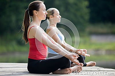 Sukhasana yoga pose Stock Photo