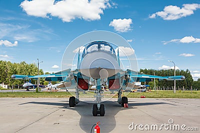 The Sukhoi Su-34 (Fullback) is a Russian twin-seat fighter-bomber Editorial Stock Photo