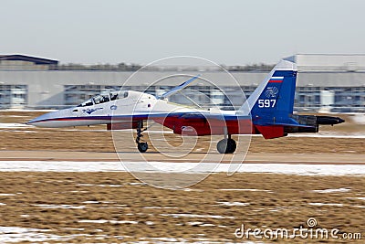 Sukhoi Su-30M 597 WHITE of Flight Research Institute perfoming test flight at Zhukovsky. Editorial Stock Photo