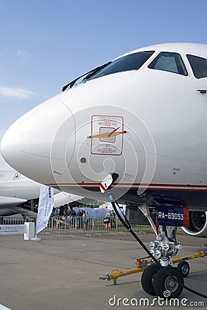Sukhoi Superjet 100 at MAKS International Aerospace Salon Editorial Stock Photo