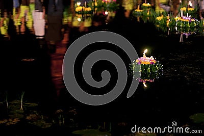 Sukhothai Loi Krathong & Candle Festival. Stock Photo