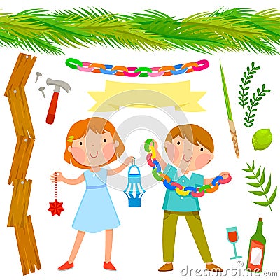 Sukkot collection Vector Illustration