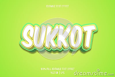 Sukkot editable text effect emboss cartoon style Vector Illustration