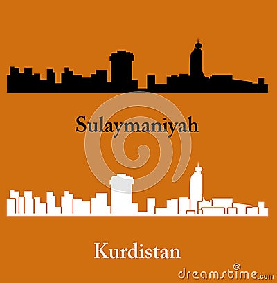 Sulaymaniyah, Kurdistan, city silhouette Vector Illustration
