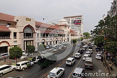 Sule Boulevard with Bogyoke Market in Yangon Editorial Stock Photo