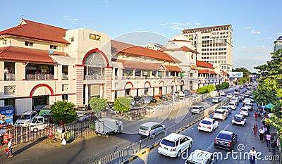 Sule Boulevard with Bogyoke Market in Yangon Editorial Stock Photo