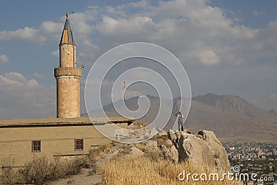 Suleyman Han Mosque at Van Castle Stock Photo