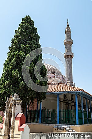 Suleyman Pasha Mosque in the old town of Rhodes city Stock Photo
