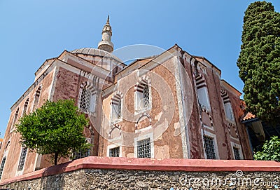 Suleyman Pasha Mosque in the old town of Rhodes city Stock Photo