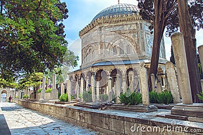 Suleymaniye Mosque Cemetery with tomb of sultan Suleyman Stock Photo