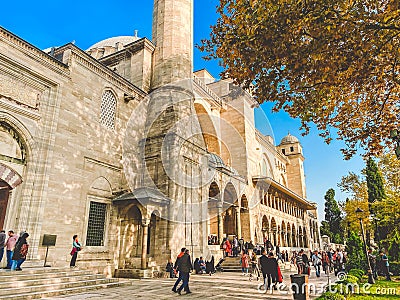 Suleymaniye Mosque. Suleymaniye Camii. Minaret, marmara. Sulaymaniye Mosque Exterior Turkey October 29, 2019, Istanbul. Editorial Stock Photo