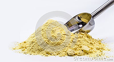 Sulfur or sulfur is a chemical element used for sulfuric acid for batteries, gunpowder making and rubber vulcanization Stock Photo