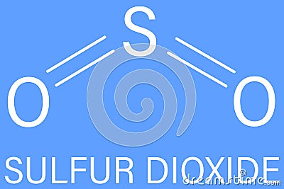 Sulfur dioxide molecule. Skeletal formula. Vector Illustration