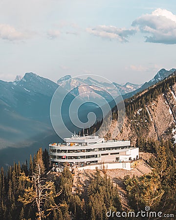 Sulfur Mountain cafe on top of the mountain Stock Photo