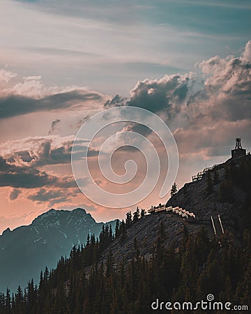 Sulfur mountain stairs in bow valley Stock Photo