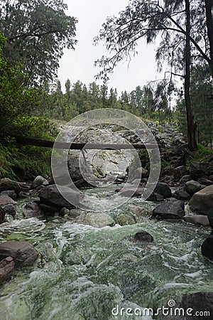 a sulfur river named kali pait is located in Ijen Indonesia Stock Photo