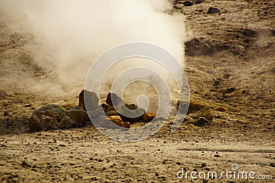 Sulfur spring at the campi flegrei Stock Photo