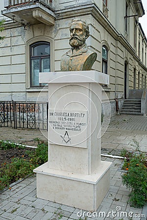 SULINA, DANUBE DELTA/ROMANIA - SEPTEMBER 23 : Statue of Sir Char Editorial Stock Photo